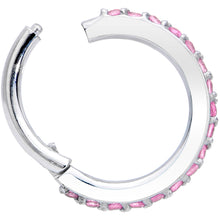 Load image into Gallery viewer, 16G 5/16 Pink CZ Gem Stainless Steel Hinged Segment Ring