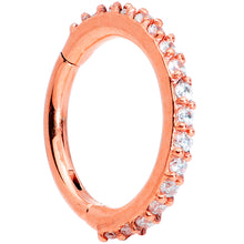 Load image into Gallery viewer, 16G 5/16 Clear CZ Gem Rose Gold Tone Hinged Segment Ring
