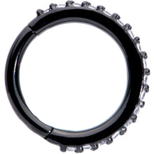 Load image into Gallery viewer, 16G 5/16 Clear CZ Gem Black Plated Hinged Segment Ring