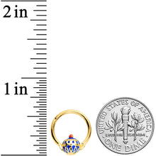 Load image into Gallery viewer, 16G 3/8 Gold Tone Blue Teapot Hinged Segment Ring