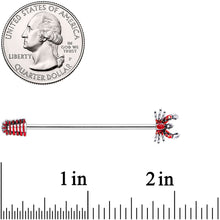 Load image into Gallery viewer, 14G Stainless Steel Red Nautical Lobster Industrial Barbell 38mm