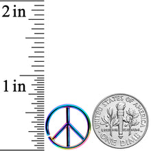 Load image into Gallery viewer, 16G 1/4 Rainbow Retro Peace Sign Closure Ring
