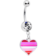 Load image into Gallery viewer, Clear Gem Lesbian Pride Heart Dangle Belly Ring