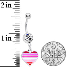 Load image into Gallery viewer, Clear Gem Lesbian Pride Heart Dangle Belly Ring
