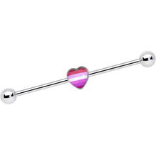 Load image into Gallery viewer, 14G Pink Red Lesbian Pride Heart Industrial Barbell 38mm