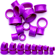 Load image into Gallery viewer, Purple Acrylic UV Saddle Tunnel Plug Set 12mm to 26mm
