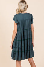 Load image into Gallery viewer, Lace Detail Ruffled Button Down Tiered Dress For Women โ Romantic and Feminine Dress with Delicate Lace and Flowing Tiers