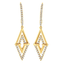 Load image into Gallery viewer, 14K Yellow Gold 3/8 Cttw Double Triangle Drop and Dangle Diamond Earrings (G-H Color, SI1-SI2 Clarity)