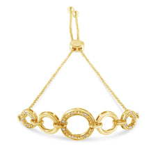 Load image into Gallery viewer, 10K Yellow Gold over .925 Sterling Silver Diamond Accented Graduated Infinity Open Circle 6â€-9†Adjustable Bolo Bracelet