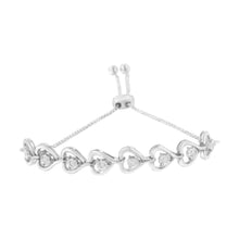 Load image into Gallery viewer, Sterling Silver Diamond Woven Heart Bolo Bracelet (0.1 cttw, H-I Color, I2-I3 Clarity)