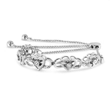 Load image into Gallery viewer, .925 Sterling Silver Miracle Set Diamond Accented Infinity Hearts 6â€-9†Adjustable Bolo Bracelet (H-I Color, I2-I3 Clarity)