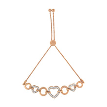 Load image into Gallery viewer, 10K Rose Gold over .925 Sterling Silver 1/10 Cttw Round-Cut Diamond Heart Link Adjustable Bolo Bracelet (H-I Color, I2-I3 Clarity) - 6"-9" Adjustable