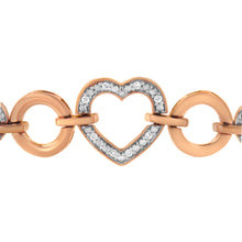 Load image into Gallery viewer, 10K Rose Gold over .925 Sterling Silver 1/10 Cttw Round-Cut Diamond Heart Link Adjustable Bolo Bracelet (H-I Color, I2-I3 Clarity) - 6"-9" Adjustable