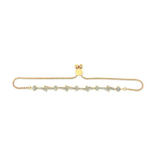 Load image into Gallery viewer, 14K Yellow Gold Plated .925 Sterling Silver Diamond Accent Heart and Wave Link Bolo Bracelet (I-J Color, I2-I3 Clarity) - 6" to 9" Adjustable