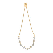 Load image into Gallery viewer, 14K Yellow Gold Plated .925 Sterling Silver Diamond Accent Heart and Wave Link Bolo Bracelet (I-J Color, I2-I3 Clarity) - 6" to 9" Adjustable