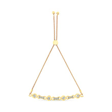 Load image into Gallery viewer, 14K Yellow Gold Plated .925 Sterling Silver Channel Set Diamond Accent Twist 4â€-10†Adjustable Bolo Bracelet (I-J Color, I3 Clarity)