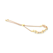 Load image into Gallery viewer, 14K Yellow Gold Plated .925 Sterling Silver Channel Set Diamond Accent Twist 4â€-10†Adjustable Bolo Bracelet (I-J Color, I3 Clarity)