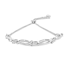 Load image into Gallery viewer, 14K Rose Gold Plated .925 Sterling Silver 1/10 Cttw Diamond Alternating Swirl link Bolo Bracelet (I-J Color, I2-I3 Clarity) - 6" to 9" Adjustable