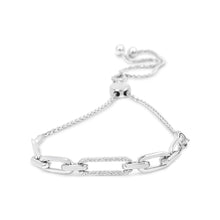 Load image into Gallery viewer, .925 Sterling Silver 1/10 Cttw Diamond Paperclip Link Adjustable Bolo Bracelet (I-J Color, I2-I3 Clarity)
