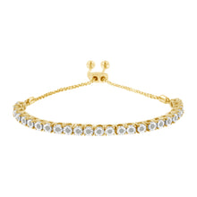 Load image into Gallery viewer, 10K Yellow Gold over .925 Sterling Silver 1/4 Cttw Miracle-Set Diamond 4â€-10†Adjustable Bolo Tennis Bracelet (I-J Color, I3 Clarity)