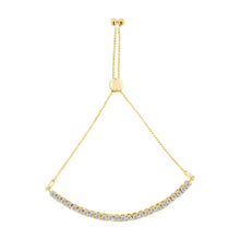 Load image into Gallery viewer, 10K Yellow Gold over .925 Sterling Silver 1/4 Cttw Miracle-Set Diamond 4â€-10†Adjustable Bolo Tennis Bracelet (I-J Color, I3 Clarity)