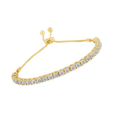 Load image into Gallery viewer, 10K Yellow Gold over .925 Sterling Silver 1/4 Cttw Miracle-Set Diamond 4â€-10†Adjustable Bolo Tennis Bracelet (I-J Color, I3 Clarity)