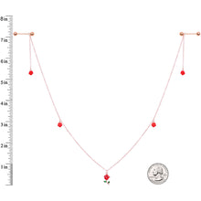 Load image into Gallery viewer, 14G 9/16 Gold Tone Red Flower Valentine Dangle Nipple Chain