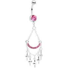 Load image into Gallery viewer, Pink Gem Double Drama Chandelier Dangle Belly Ring