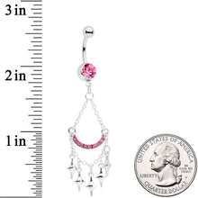 Load image into Gallery viewer, Pink Gem Double Drama Chandelier Dangle Belly Ring