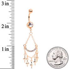 Load image into Gallery viewer, Clear Gem Rose Gold Tone Double Drama Chandelier Dangle Belly Ring