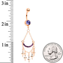 Load image into Gallery viewer, Purple Gem Rose Gold Tone Double Drama Chandelier Dangle Belly Ring