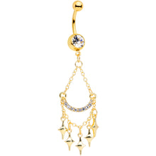 Load image into Gallery viewer, Clear Gem Gold Tone Double Drama Chandelier Dangle Belly Ring