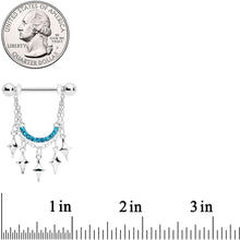 Load image into Gallery viewer, 14G 9/16 Aqua Gem Drama Dangle Nipple Ring Set