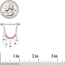 Load image into Gallery viewer, 14G 9/16 Pink Gem Drama Dangle Nipple Ring Set