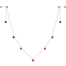 Load image into Gallery viewer, 14G 9/16 Red Rose Flower Valentine Dangle Nipple Chain
