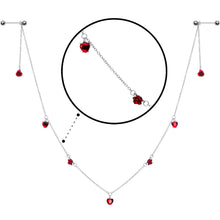 Load image into Gallery viewer, 14G 9/16 Red Rose Flower Valentine Dangle Nipple Chain