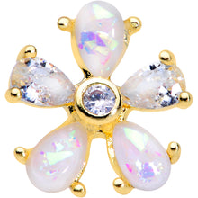 Load image into Gallery viewer, 16G 1/4 White Faux Opal Gold Tone Flower Cartilage Tragus