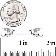 Load image into Gallery viewer, 14G 9/16 Clear Gem Bioplast Dragon Barbell Nipple Ring Set