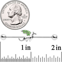 Load image into Gallery viewer, 14G Green Gem Dragon Industrial Barbell 38mm