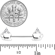 Load image into Gallery viewer, 14G 9/16 Clear Gem Hot Cocoa Barbell Nipple Ring Set