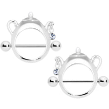 Load image into Gallery viewer, 14G 5/8 Clear Gem Teapot Nipple Shield Set