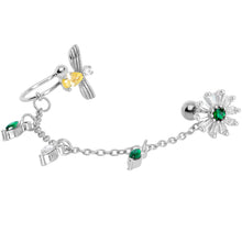 Load image into Gallery viewer, 16G 1/4 Yellow Green Gem Angel Cuff Chain Right Cartilage Tragus