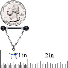 Load image into Gallery viewer, 14G 5/8 Aurora Gem Black Plated Star Chain Dangle Nipple Ring Set