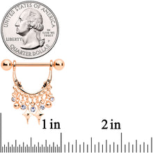 Load image into Gallery viewer, 14G 5/8 Clear Gem Rose Gold Tone Moons Dangle Nipple Ring Set