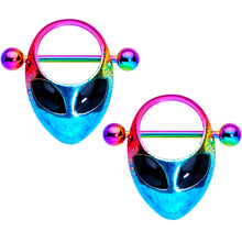 Load image into Gallery viewer, 14G 9/16 Rainbow Space Alien Nipple Shield Set