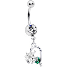 Load image into Gallery viewer, Clear Gem Sweet Flower Heart Dangle Belly Ring