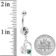 Load image into Gallery viewer, Clear Gem Sweet Flower Heart Dangle Belly Ring