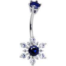 Load image into Gallery viewer, Clear Blue CZ Gem Snowflake Christmas Belly Ring
