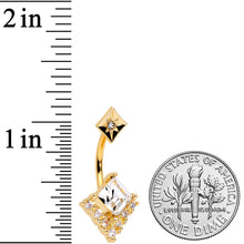 Load image into Gallery viewer, Clear CZ Gem Gold Tone Chevron Belly Ring