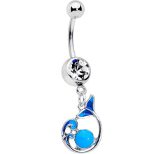 Load image into Gallery viewer, Clear Gem Whale in the Water Nautical Dangle Belly Ring